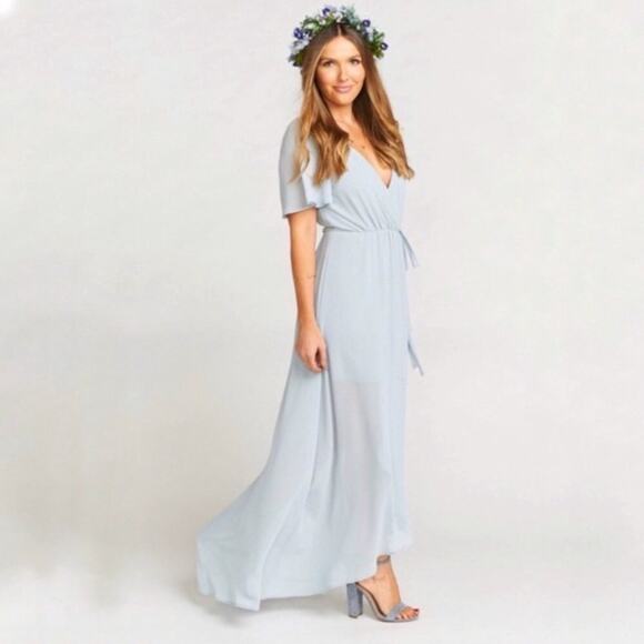 Show Me Your Mumu SMYM Sophia wrap steel blue maxi dress NEW MEDIUM - Picture 1 of 6